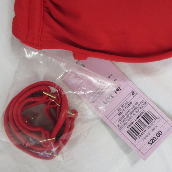 wild fable 2 Piece Bikini Red Bandeau with Rosette Size Large NWT - Picture 9 of 15